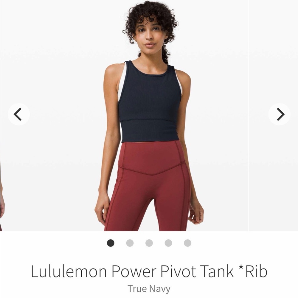 Lululemon power pivot tank true navy size 6